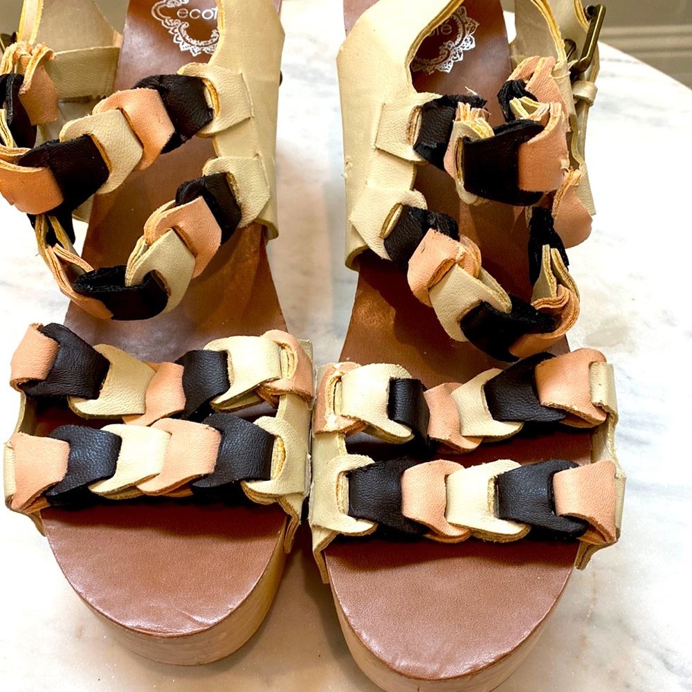 Urban Outfitters Ecote Tri-Color Playform Sandals